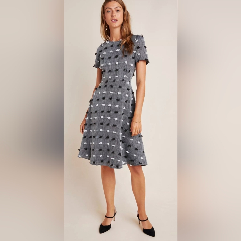 Anthropologie Sunday in Brooklyn Gisela Textured Mini Dress sz M Gray